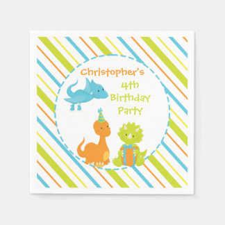 Serviette En Papier Dinosaur Anniversaire Dino Personnalisé Napkin