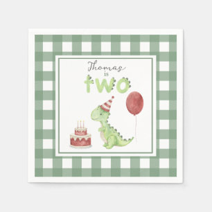 Serviette En Papier Dinosaur aquarelle 2ème anniversaire