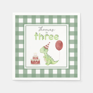 Serviette En Papier Dinosaur aquarelle 3e anniversaire