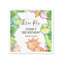 Dinosaur aquarelle Trois Rex 3ème anniversaire