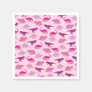 Serviette En Papier Dinosaur Baby shower Dino Rose Girl