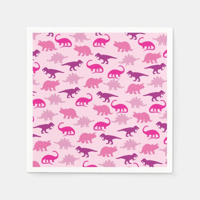 Serviette En Papier Dinosaur Baby shower Dino Rose Girl (Devant)