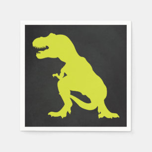 Serviette En Papier Dinosaur Birthday Chalkboard Green