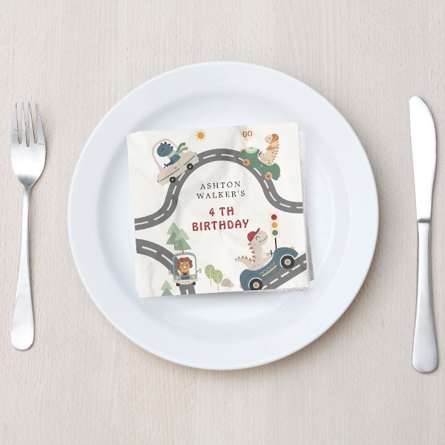 Serviette En Papier Dinosaur conducteur Animaux de fête Anniversaire d (Créateur téléchargé)