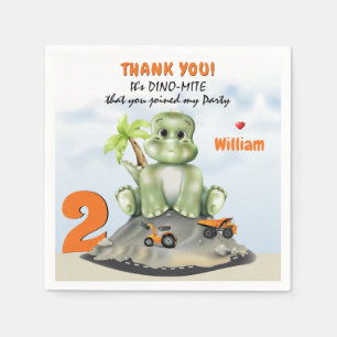 Serviette En Papier Dinosaur Construction Boy Anniversaire