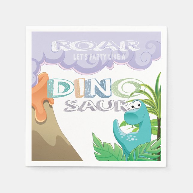 Serviette En Papier Dinosaur Design de fête d'anniversaire (Devant)