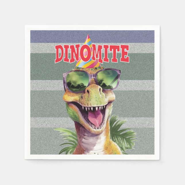 Serviette En Papier Dinosaur Dinomite Jurassique fête d'anniversaire (Devant)