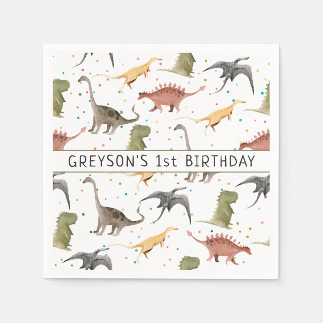 Serviette En Papier Dinosaur fête Animal Anniversaire Personnalisé (Devant)