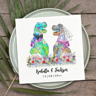 Serviette En Papier Dinosaur Mariage à thème T-Rex Mariée et Salle