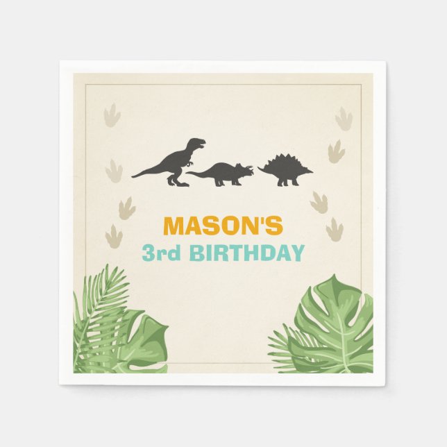 Serviette En Papier Dinosaur Papier Napkins anniversaire Dino Party (Devant)