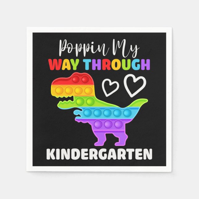 Serviette En Papier Dinosaur Poppin My Way Through Kindergarten (Devant)