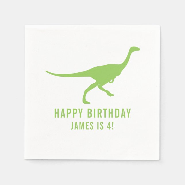 Serviette En Papier Dinosaur Silhouette Personnalisé Anniversaire de f (Devant)