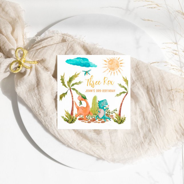 Serviette En Papier Dinosaur Trois Rex fête d'anniversaire (Créateur téléchargé)
