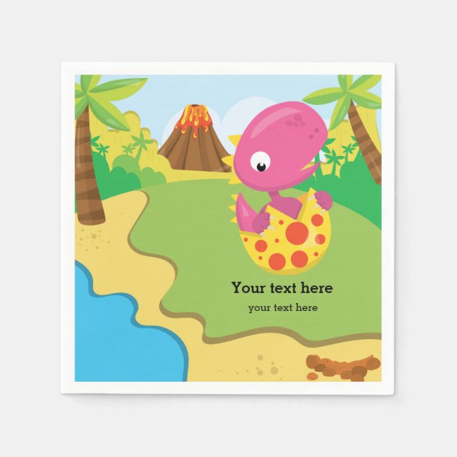 Serviette En Papier Dinosaure adorable (Devant)