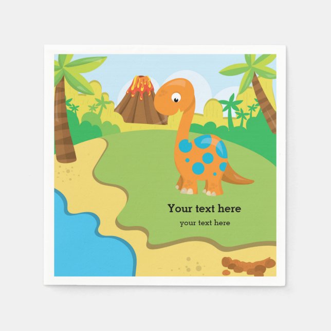 Serviette En Papier Dinosaure adorable (Devant)