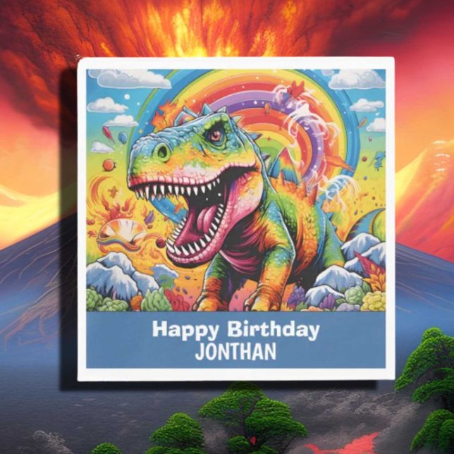 Serviette En Papier dinosaure anniversaire coloré mignon (Cute Colorful Dinosaur Birthday Napkins for a Fun Party!)