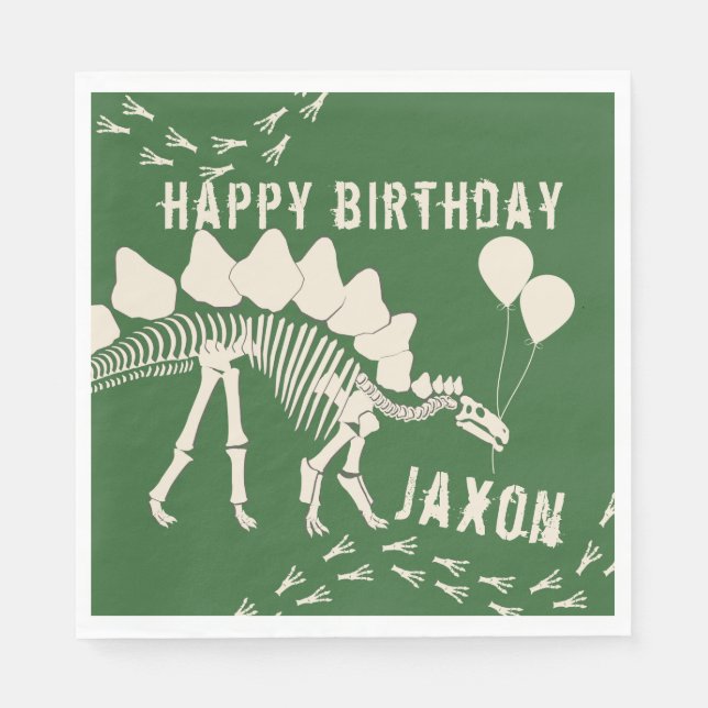 Serviette En Papier Dinosaure avec ballons Anniversaire (Devant)