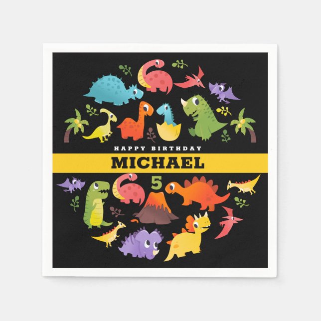 Serviette En Papier Dinosaure Cute Personnalisé (Devant)