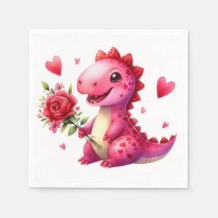 Serviette En Papier Dinosaure de la Saint Valentin