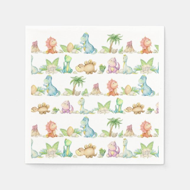 Serviette en papier dinosaure, fournitures pour fê (Devant)