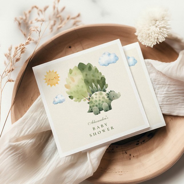 Serviette En Papier Dinosaure Hatching Bientôt Baby shower (Créateur téléchargé)