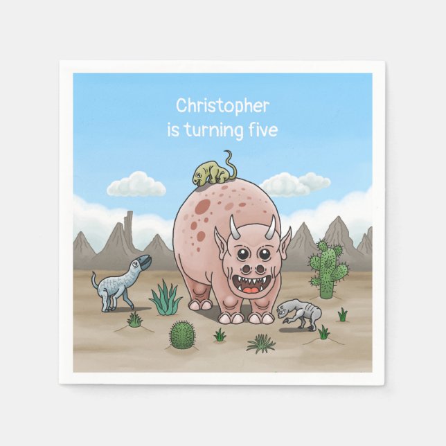 Serviette En Papier dinosaure Imaginaire (Devant)