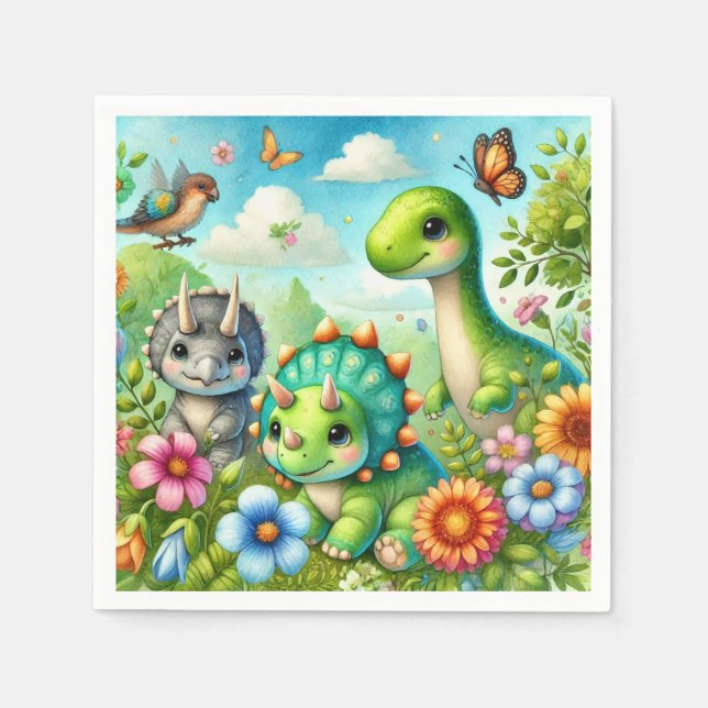Serviette En Papier Dinosaure mignon (Devant)