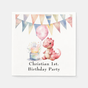 Serviette En Papier Dinosaure Peint Rouge Un Saurus Fête d'Anniversair