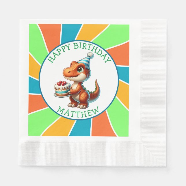 Serviette En Papier Dinosaure thème fête d'anniversaire de l'enfant Pe (Devant)