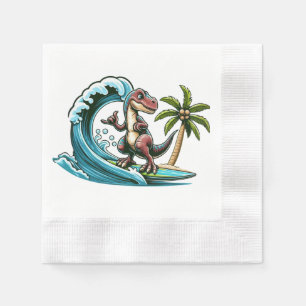 Serviette En Papier Dinosaure tropical du surf