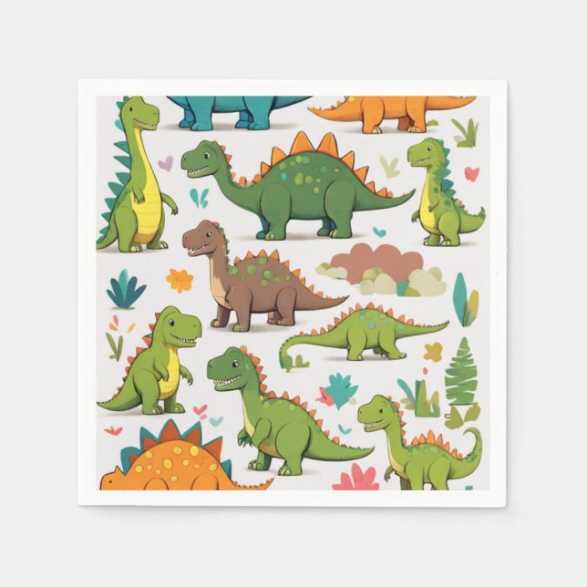 Serviette En Papier dinosaures (Devant)