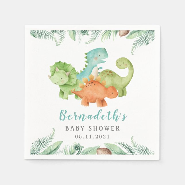 Serviette En Papier Dinosaures Baby shower sauvage serviettes (Devant)
