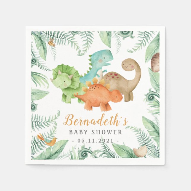 Serviette En Papier Dinosaures Baby shower sauvage serviettes (Devant)