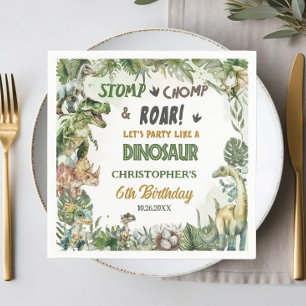 Serviette En Papier Dinosaures de verdure Jurassic Boy Fête d'annivers