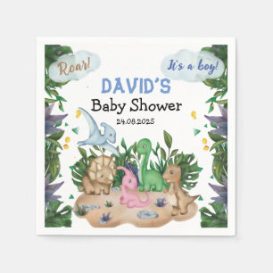 Serviette En Papier Dinosaures Forêt Tropicale Baby shower Garçon