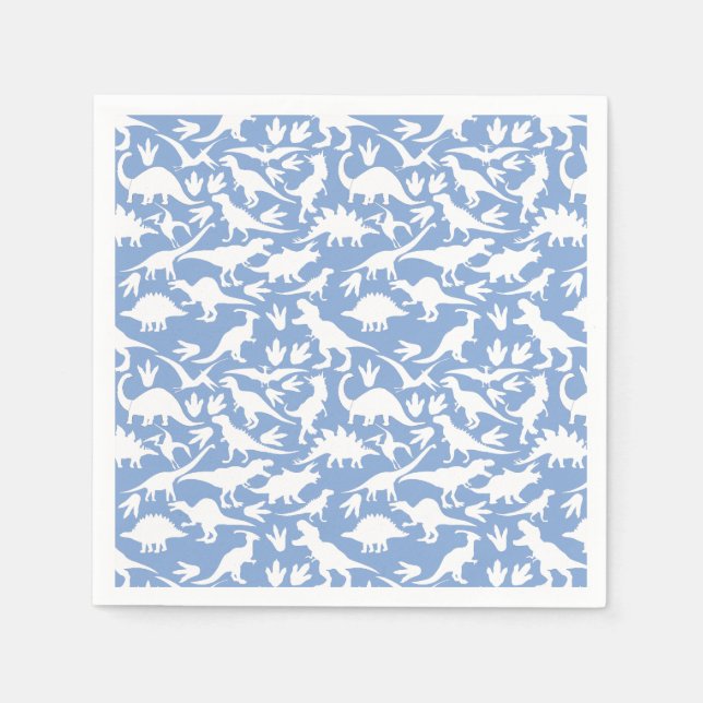 Serviette En Papier Dinosaures motif 01 w. BG LBlue (Devant)