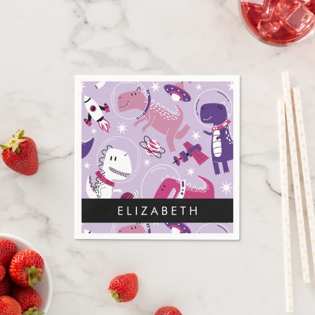 Serviette En Papier Dinosaures Spatiaux, Dinosaures Mignons, Étoiles,  (En situation)