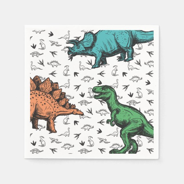 Serviette En Papier Dinosaures Stomp Chomp Roar Anniversaire Motif de  (Devant)