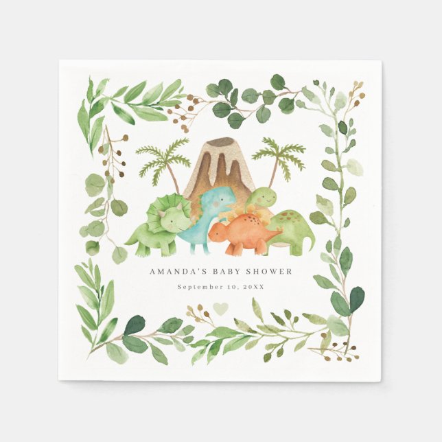Serviette En Papier Dinosaurs Baby Shower Party Paper Napkins (Devant)