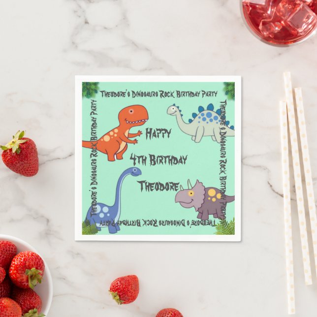 Serviette En Papier Dinosaurs Rock fête d'anniversaire (En situation)