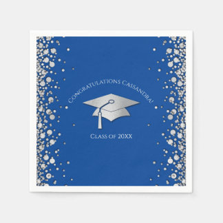 Serviette En Papier Diplômation Bleu et Argent