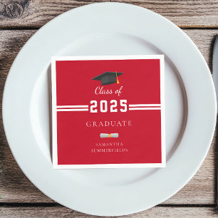 Serviette En Papier Diplôme 2025 Papier de fête de fin d'études Rouge