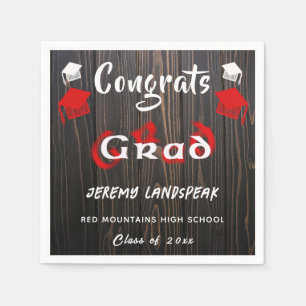 Serviette En Papier Diplômé 2025 Texte flou rouge et blanc