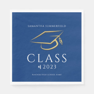 Serviette En Papier Diplôme 2026 Bleu Or Cap Grad Fête Papier