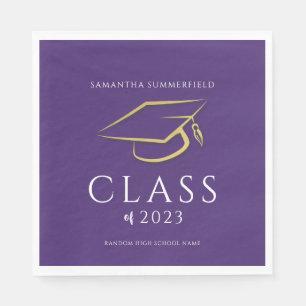Serviette En Papier Diplôme 2026 Casquette Or Chapeau Violet Fête de D