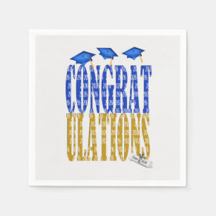 Serviette En Papier Diplômé 2026 en bleu et or