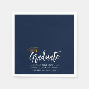 Serviette En Papier Diplôme 2026 Papier Bleu Marine Script