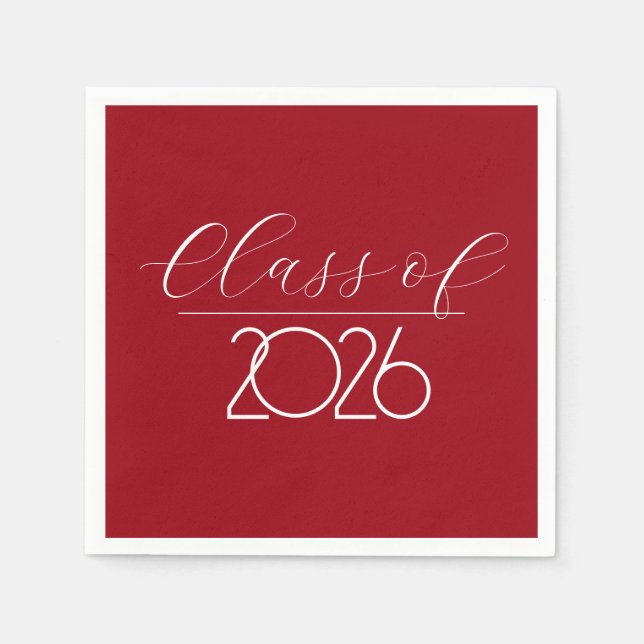 Serviette En Papier Diplômé 2026 Rouge et Blanc (Devant)