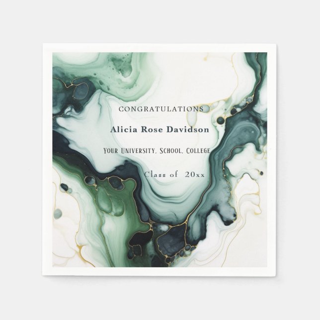 Serviette En Papier Diplôme, Belle Marbre d'agate Turquoise Verte (Devant)