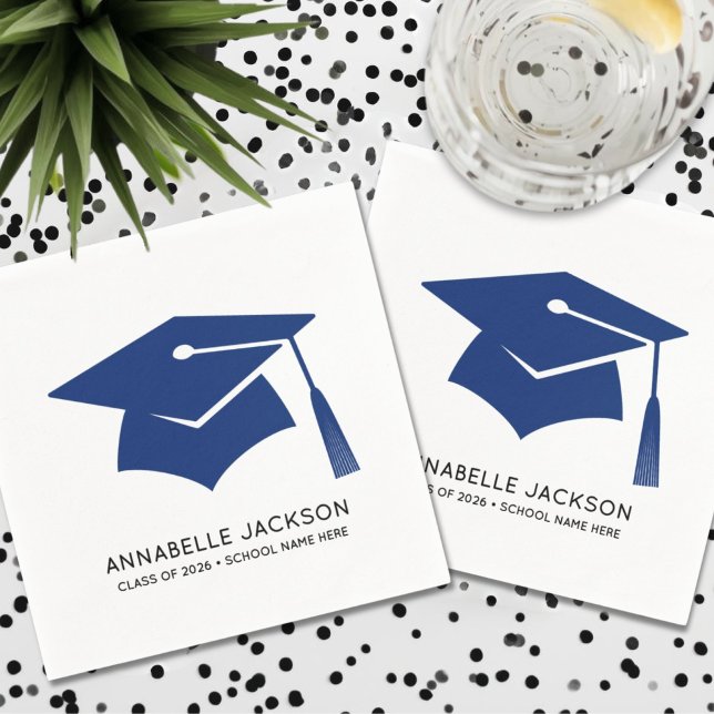Serviette En Papier Diplômé Bleu Personnalisé (Personalized Blue Graduation Napkins)